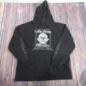 Mixology Hoodie Mens Large Black Custom Chrome Choppers Skull Flames Biker
